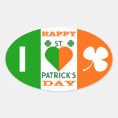 I Liebe Irland Ovaler Aufkleber (Vorderseite)