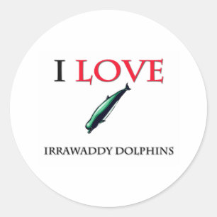 I Liebe Irrawaddy Delphine Runder Aufkleber