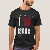 I Liebe Isaac Vorname Cooles Herz Funny Personali T-Shirt (Vorderseite)