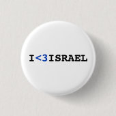 I Liebe Israel - Typografie der blauen Herzschreib Button (Vorderseite)