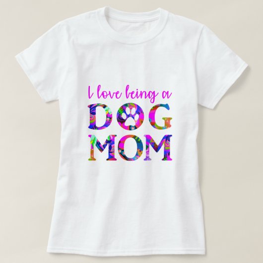 I Liebe ist eine "Hund-Mama" Blumentext Weiß T-Shirt (Design vorne)
