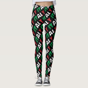 I Liebe Italien Flaggenfarben Typografie Muster Fu Leggings
