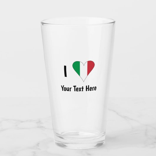 I Liebe (Italien - Flaggenmitte) Ihr Text Glas (Vorderseite)