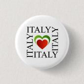 I Liebe Italien mit italienischen Flaggenfarben Button (Vorderseite)