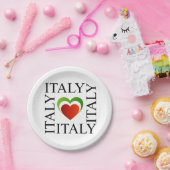 I Liebe Italien mit italienischen Flaggenfarben Pappteller (Party)