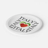 I Liebe Italien mit italienischen Flaggenfarben Pappteller (Schrägansicht)