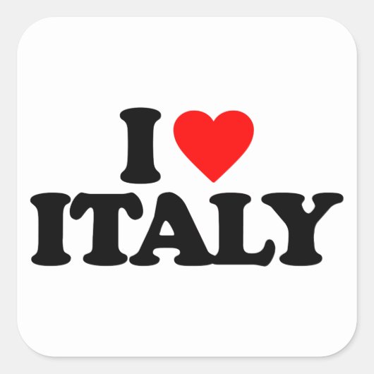 I LIEBE ITALIEN QUADRATISCHER AUFKLEBER (Vorderseite)