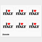 I LIEBE ITALIEN QUADRATISCHER AUFKLEBER (Blatt)