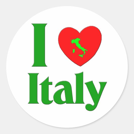 I Liebe Italien Runder Aufkleber (Vorderseite)