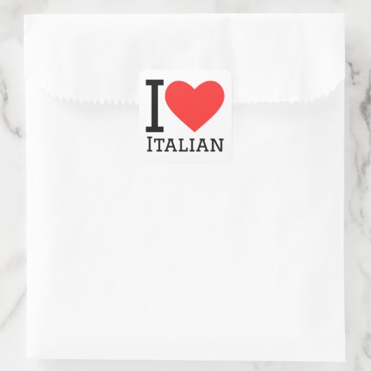 I Liebe Italienisch Quadratischer Aufkleber (Tasche)