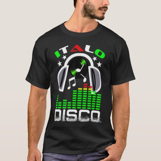 I Liebe Italo Disco Black T-Shirt (Vorderseite)