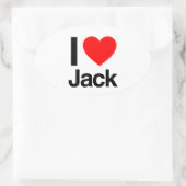i LIEBE JACK Ovaler Aufkleber (Tasche)