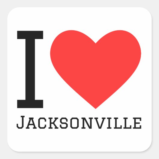 I Liebe Jacksonville Quadratischer Aufkleber (Vorderseite)