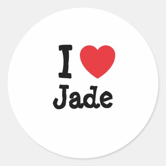 I Liebe Jade heart T - Shirt Runder Aufkleber (Vorderseite)