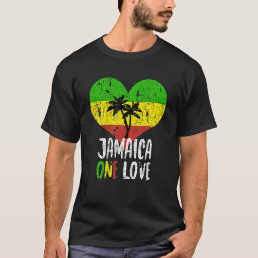 I Liebe Jamaica Eine Liebe Palm Tree Reggae T Shir T-Shirt (Vorderseite)
