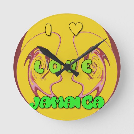 I Liebe Jamaica.png Runde Wanduhr (Vorderseite)