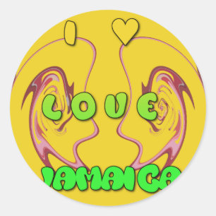 I Liebe Jamaica.png Runder Aufkleber