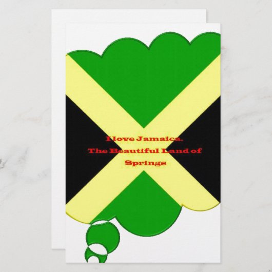 I Liebe Jamaika Text über Flaggenkunstdruck Briefpapier (Vorne/Hinten)