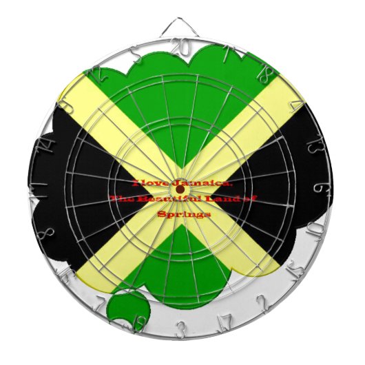 I Liebe Jamaika Text über Flaggenkunstdruck Dartscheibe (vorne)