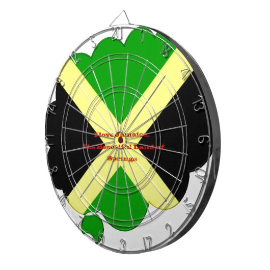 I Liebe Jamaika Text über Flaggenkunstdruck Dartscheibe (Vorderseite rechts)