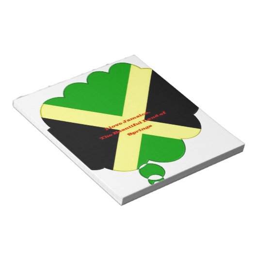 I Liebe Jamaika Text über Flaggenkunstdruck Notizblock (angewinkelt)