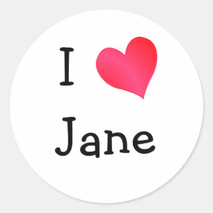 I Liebe Jane Runder Aufkleber