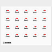 I Liebe Janet Herz-Aufkleber (Blatt)