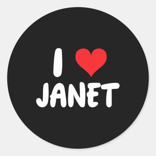I Liebe Janet - Herz - Name Runder Aufkleber (Vorderseite)