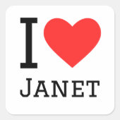 I Liebe Janet Quadratischer Aufkleber (Vorderseite)