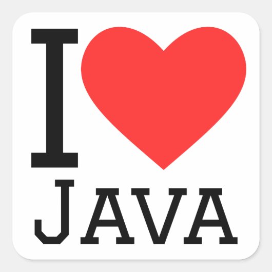 I Liebe Java Quadratischer Aufkleber (Vorderseite)
