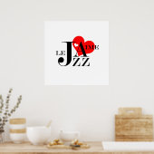 I Liebe Jazz - Französischer Jazz Lover Poster (Küche)