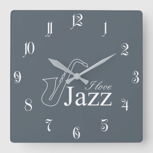 I Liebe Jazz Quadratische Wanduhr (Vorderseite)