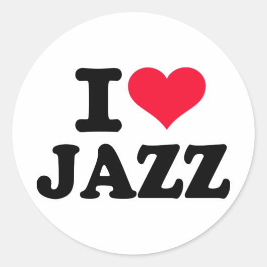 I Liebe Jazz Runder Aufkleber (Vorderseite)
