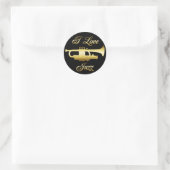 I LIEBE JAZZ RUNDER AUFKLEBER (Tasche)