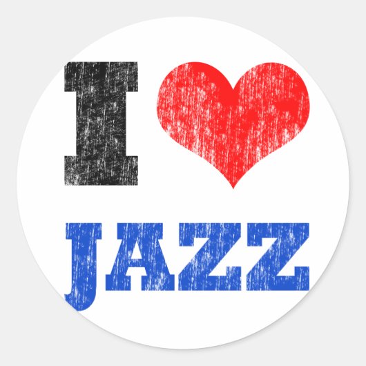 I Liebe Jazz Runder Aufkleber (Vorderseite)
