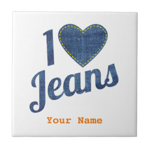 I Liebe Jeans Vintages Modedesign mit Nahhörer Fliese