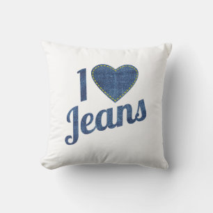 I Liebe Jeans Vintages Modedesign mit Nahhörer Kissen