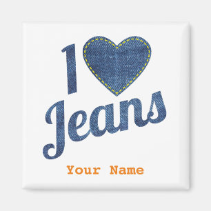 I Liebe Jeans Vintages Modedesign mit Nahhörer Magnet