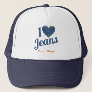 I Liebe Jeans Vintages Modedesign mit Nahhörer Truckerkappe
