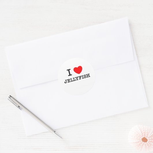 I Liebe Jellyfish Runder Aufkleber (Umschlag)