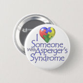 I Liebe jemand mit Aspergers Button (Vorne & Hinten)