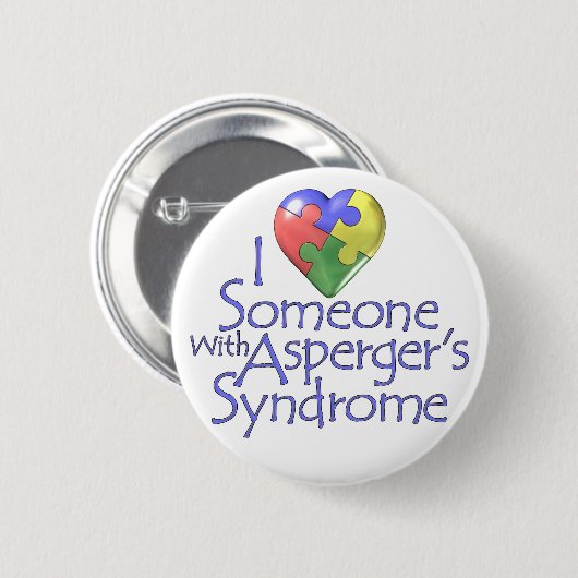 I Liebe jemand mit Aspergers Button (Vorne & Hinten)