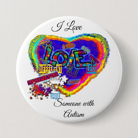 I Liebe Jemand mit Autismus 2(me) Button (Vorderseite)