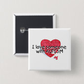 I Liebe jemand mit Autismus (P Hrt) Button (Vorne & Hinten)