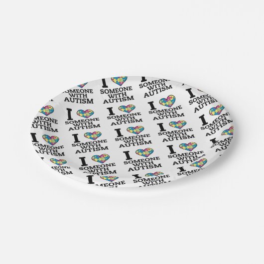 I LIEBE JEMAND MIT AUTISMUS PAPPTELLER (Schrägansicht)