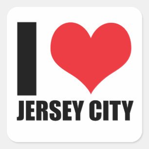 I Liebe Jersey City Quadratischer Aufkleber