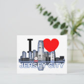 I Liebe Jersey City Skyline Postcard Postkarte (Stehend Vorderseite)