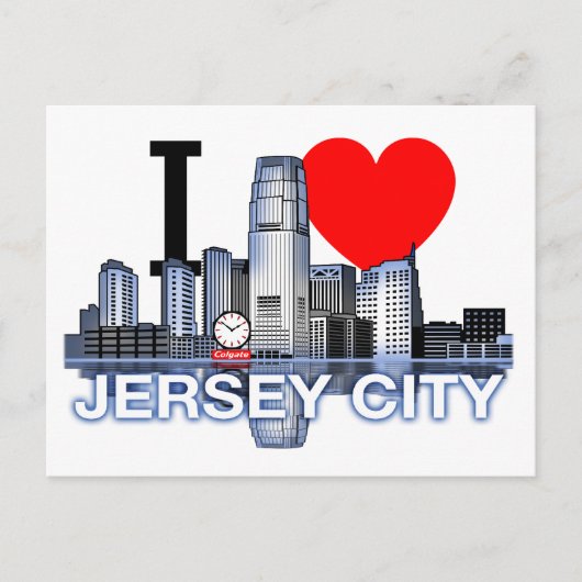 I Liebe Jersey City Skyline Postcard Postkarte (Vorderseite)