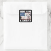 I Liebe Jesus and America Christlich USA Flag Plat Quadratischer Aufkleber (Tasche)