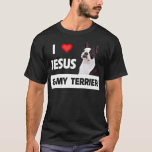 I Liebe Jesus and My Boston Terrier Dog Mama Vater T-Shirt